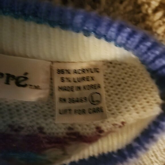 Medium Vintage Adell Barre Sweater Holiday Christmas Sparkly Snowflake White - Picture 4 of 8